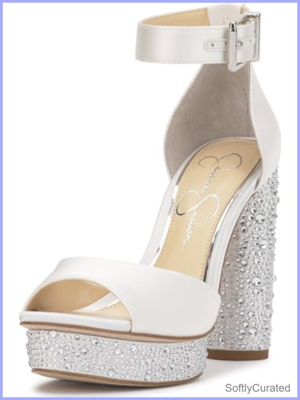 Satin Platform Peep Toe Ankle Strap Block Heel Sandals